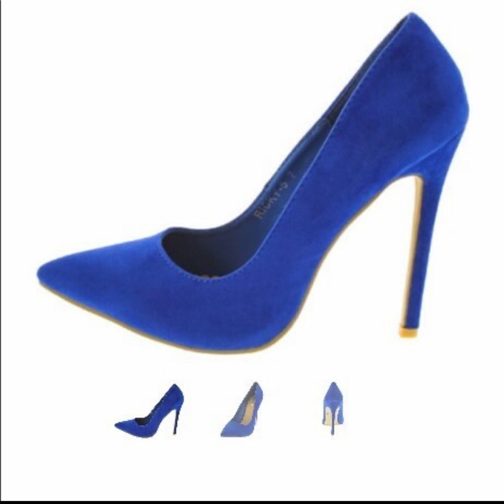 Blue Pointed Toe Heels